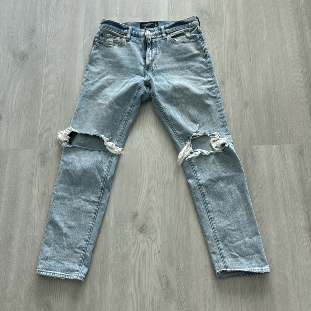 Abercrombie & Fitch Vintage Stretch 90s slim ripped blue jeans, size 30x30